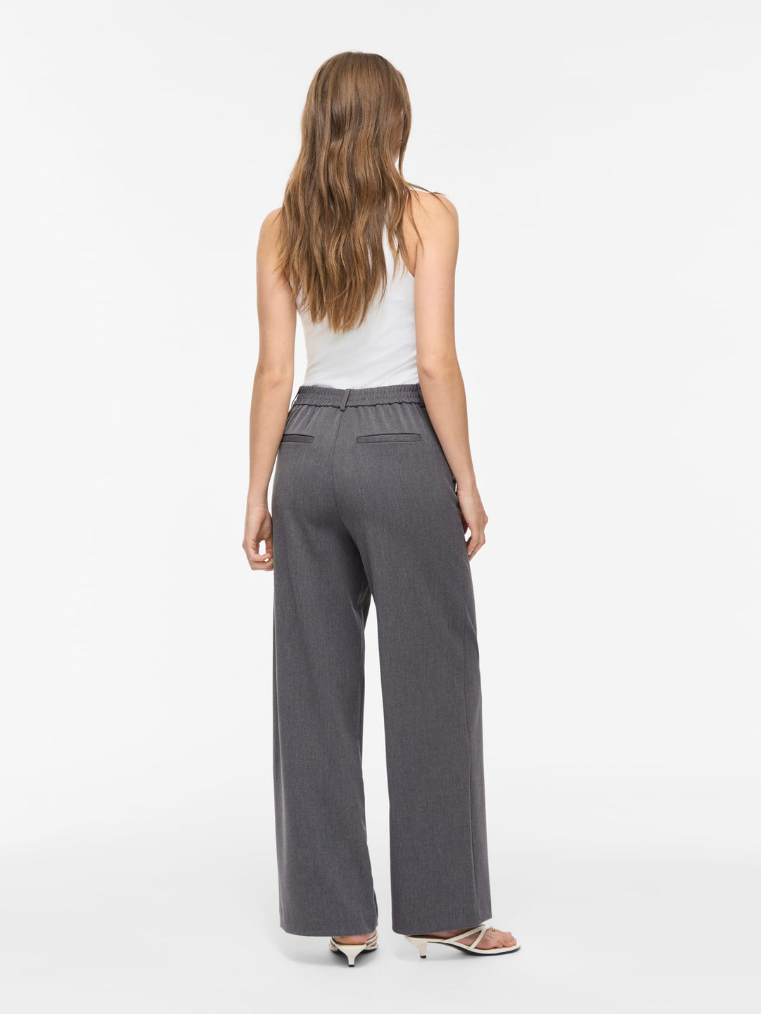 Vila VIVARONE HW WIDE PANT grijs – dames lange broek