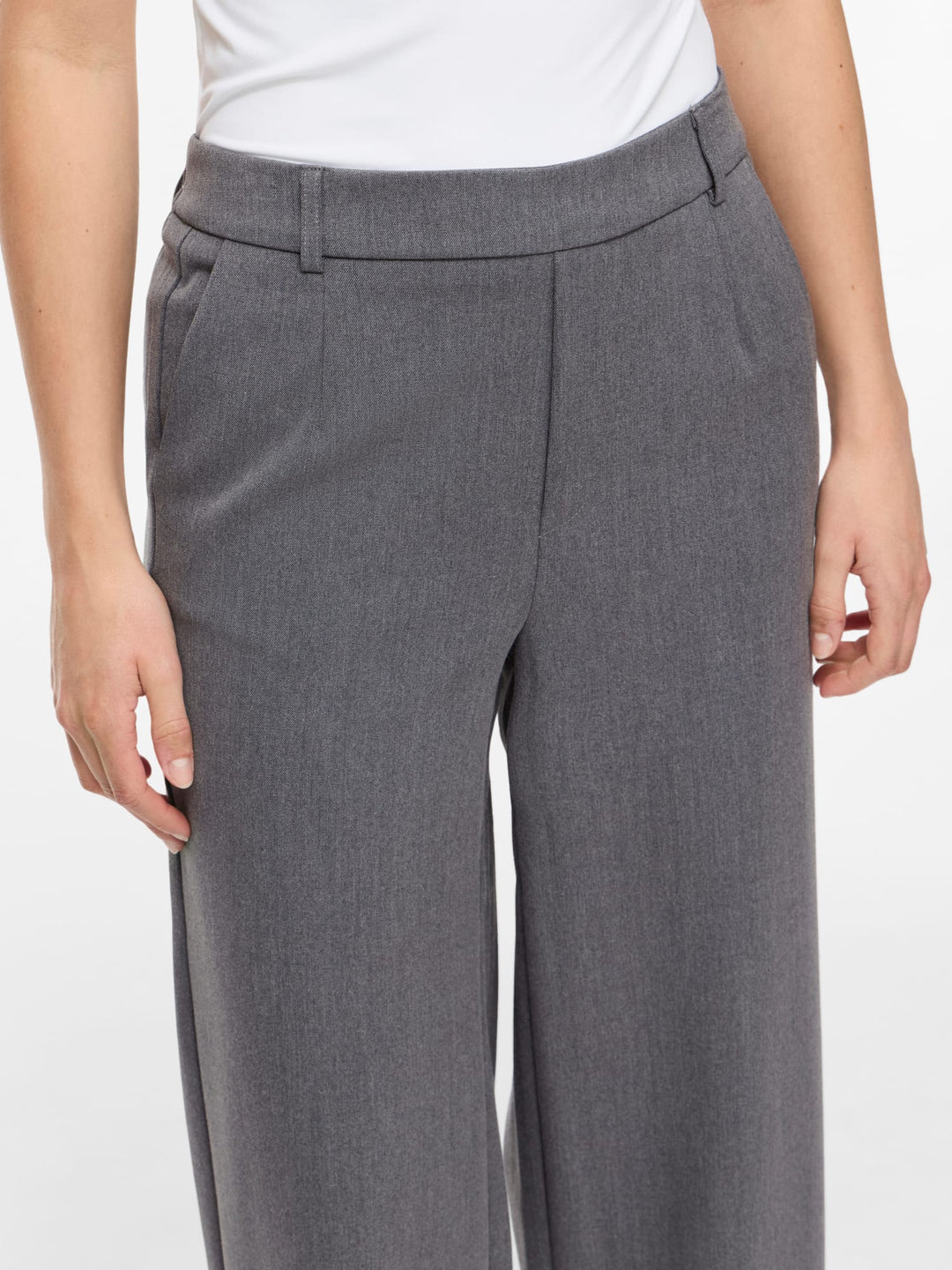 Vila VIVARONE HW WIDE PANT grijs – dames lange broek