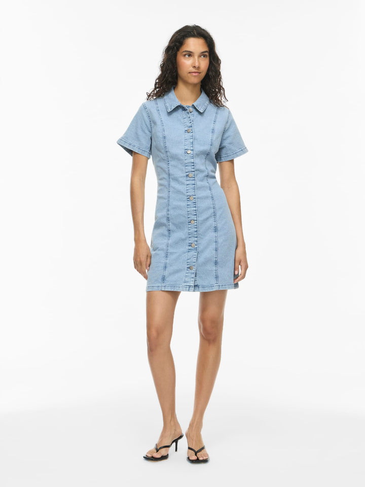 Vila VINISA S/S Denim jurk kort – dames - Blue Denim