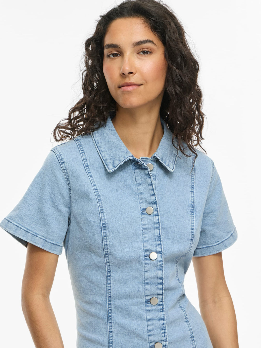 Vila VINISA S/S Denim jurk kort – dames - Blue Denim
