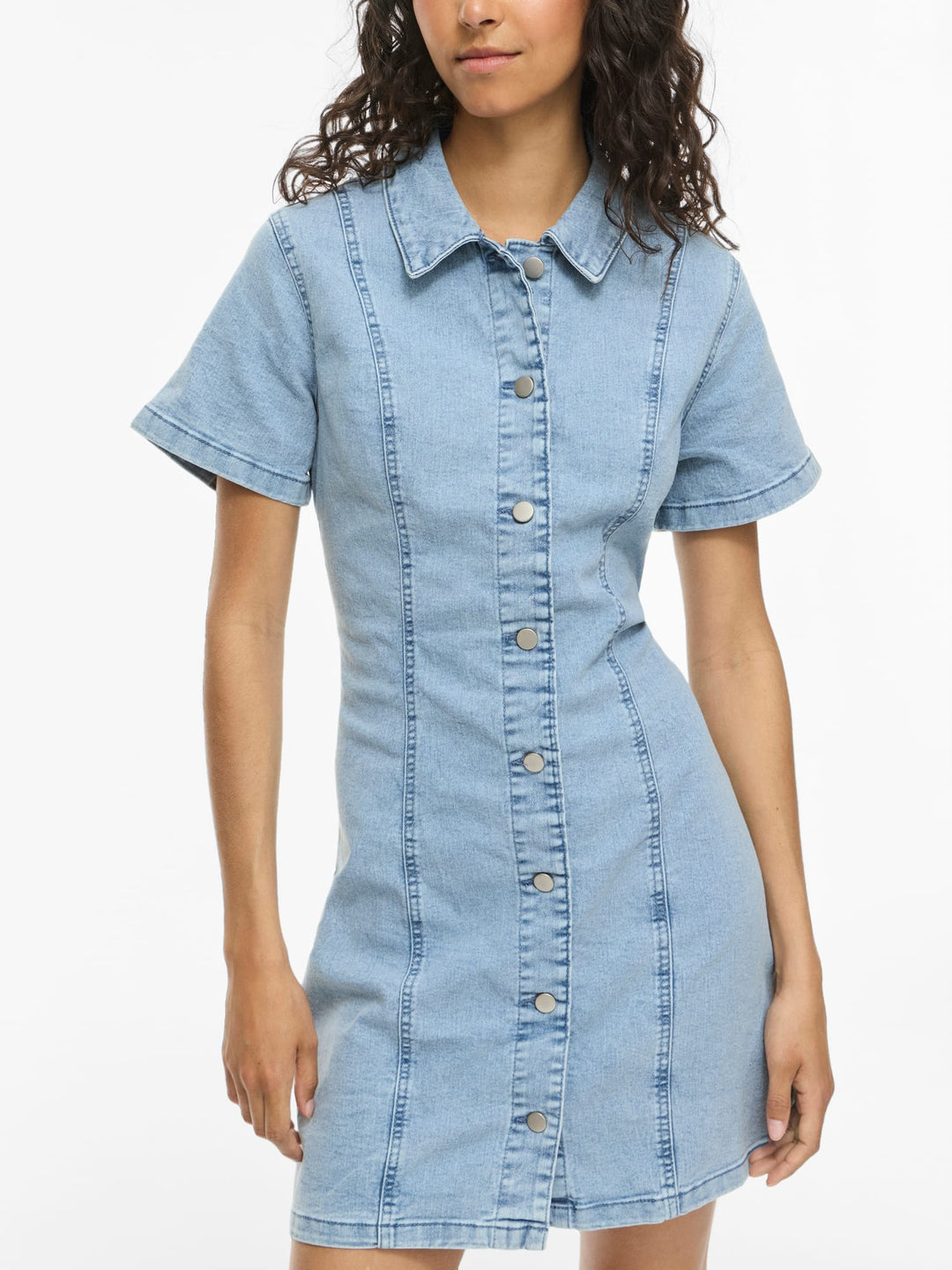 Vila VINISA S/S Denim jurk kort – dames - Blue Denim
