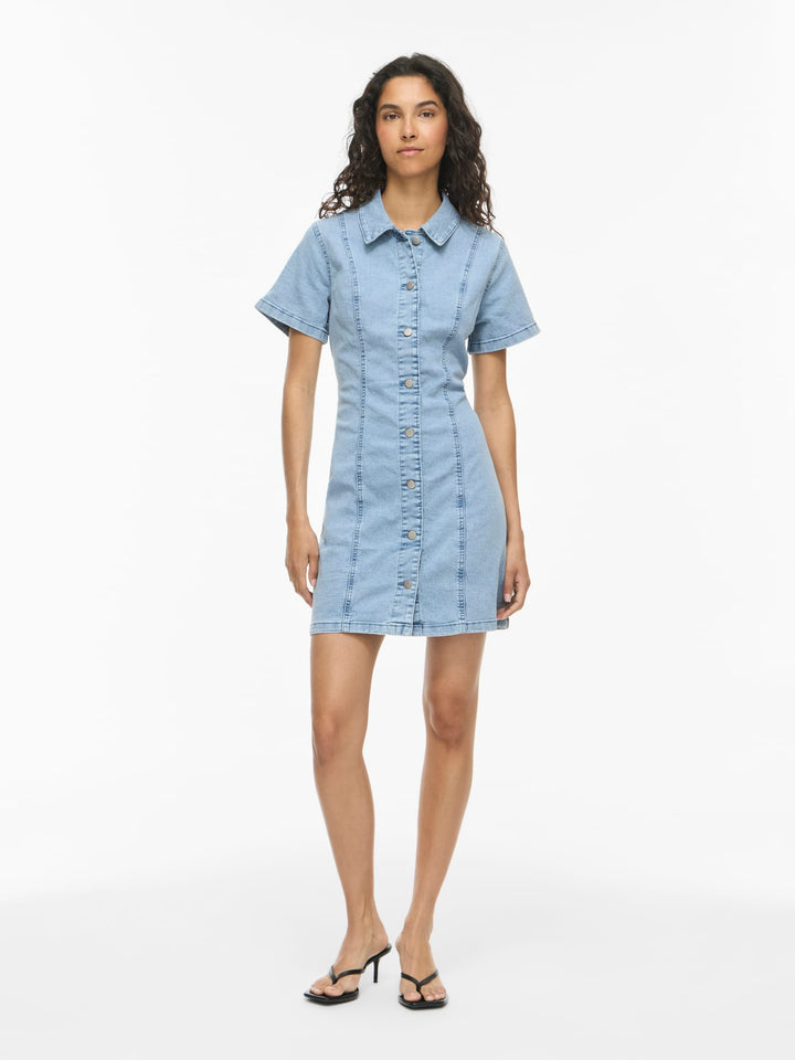 Vila VINISA S/S Denim jurk kort – dames - Blue Denim
