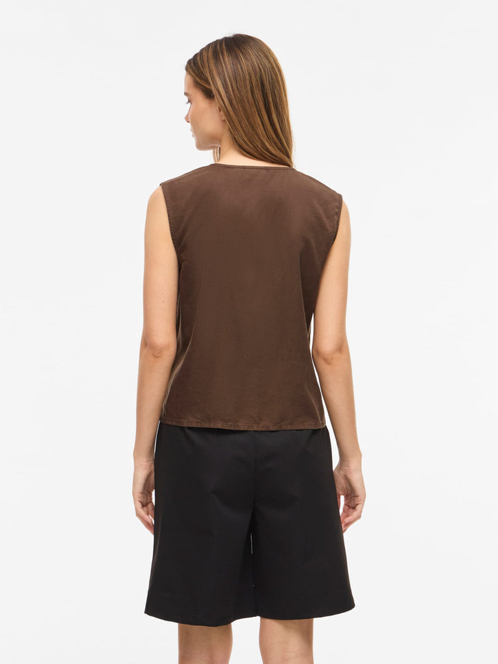 Vila VITEVIRA SL TIESTRING TOP bruin – dames top