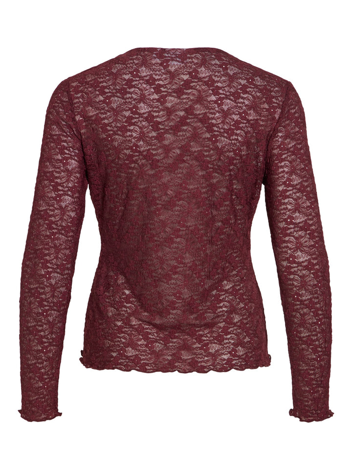 Vila VIFAY O-NECK L/S TOP - dames blouse bordeaux