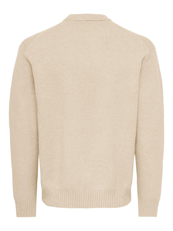 ONLY & SONS ONSJAMES RLX CREW KNIT NOOS – trui heren - Ecru