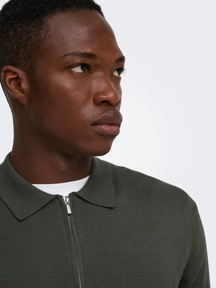 ONLY & SONS ONSWYLER REG HALF ZIP POLO KNIT – heren trui - Army