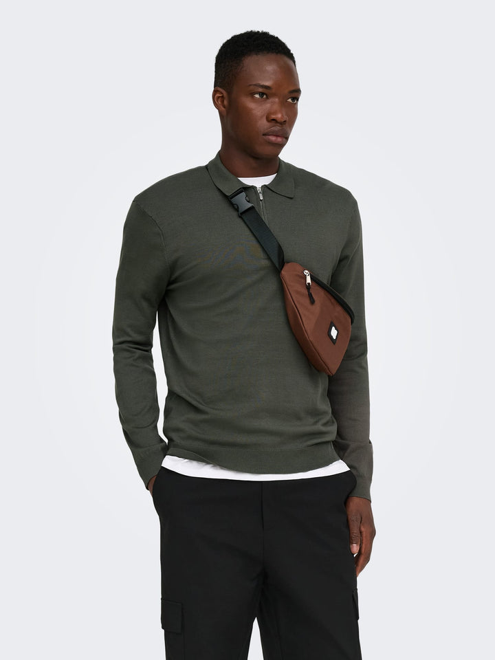 ONLY & SONS ONSWYLER REG HALF ZIP POLO KNIT – heren trui - Army