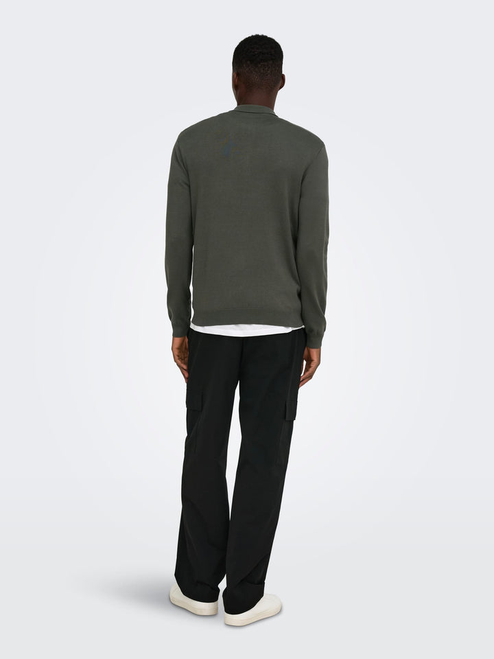 ONLY & SONS ONSWYLER REG HALF ZIP POLO KNIT – heren trui - Army