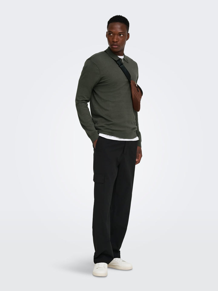 ONLY & SONS ONSWYLER REG HALF ZIP POLO KNIT – heren trui - Army