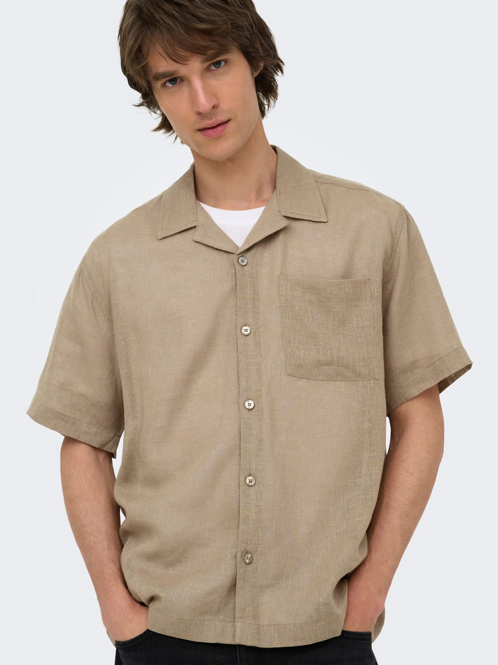 ONLY & SONS Laurence overhemd taupe – heren