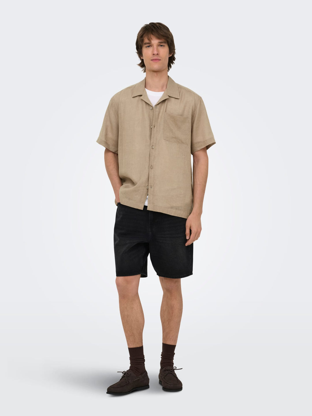 ONLY & SONS Laurence overhemd taupe – heren