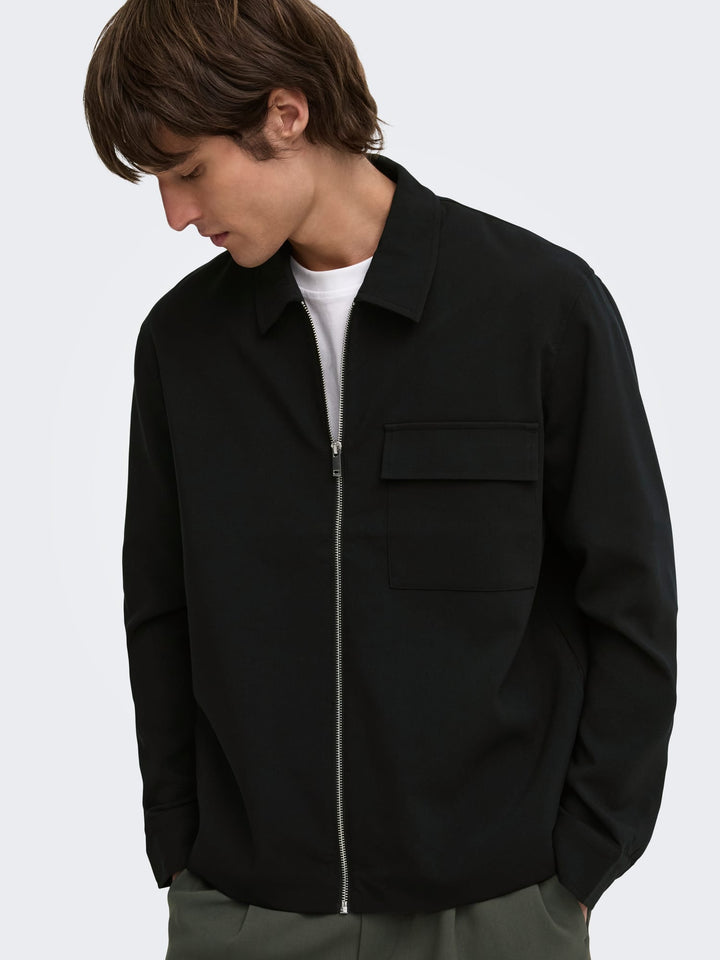 ONLY & SONS zwart overhemd l/m heren – stijlvol en comfortabel