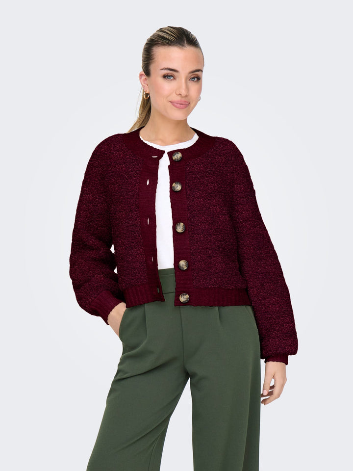 Jacqueline de Yong Eira vest gebreid bordeaux – dames