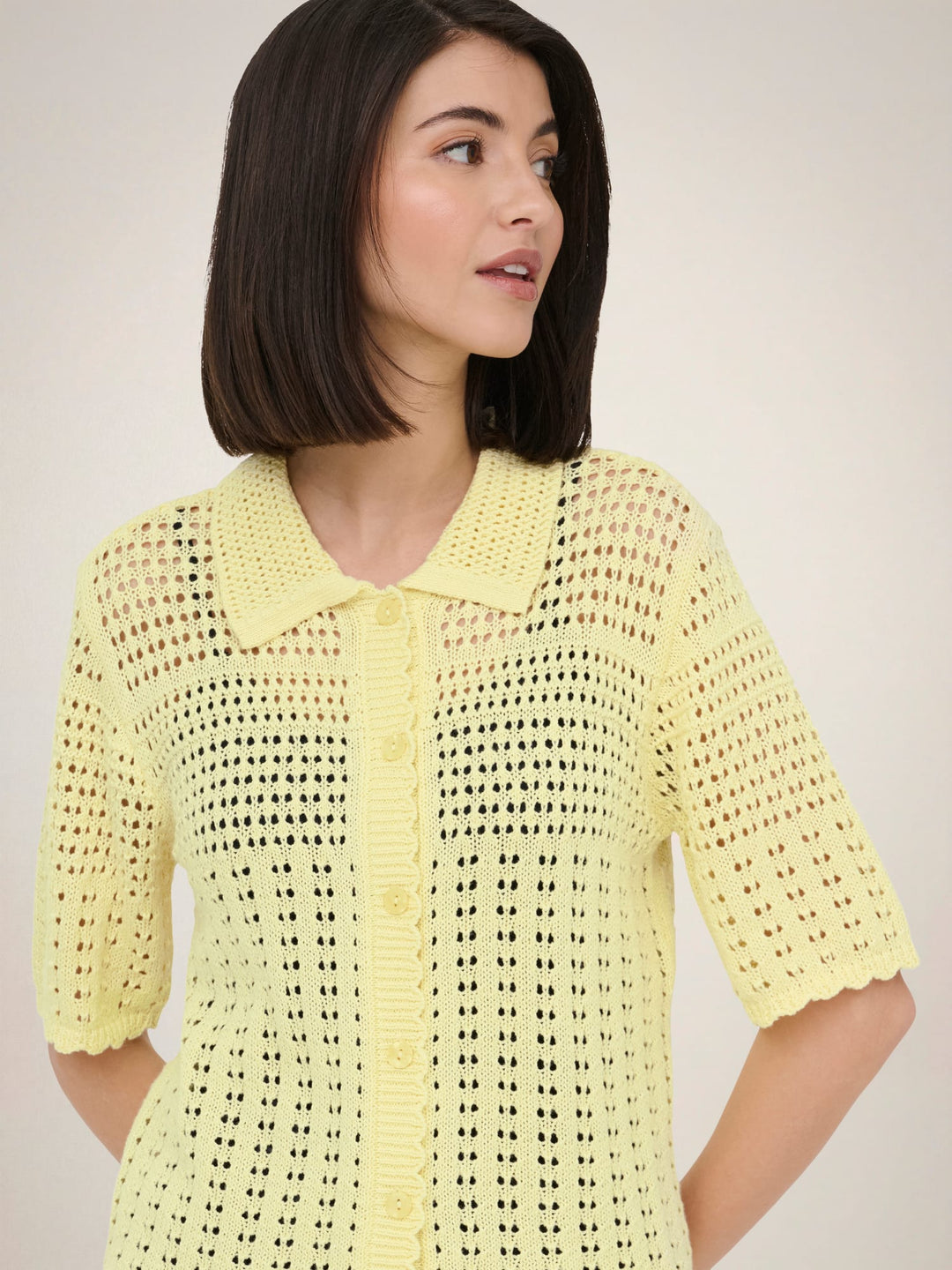 Jacqueline de Yong Robin vest gebreid dames - geel