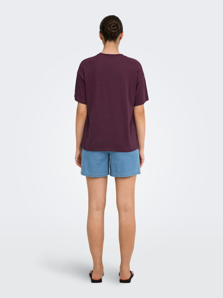 Only ONLMILA S/S PRINT BOX JRS - T-shirt dames aubergine