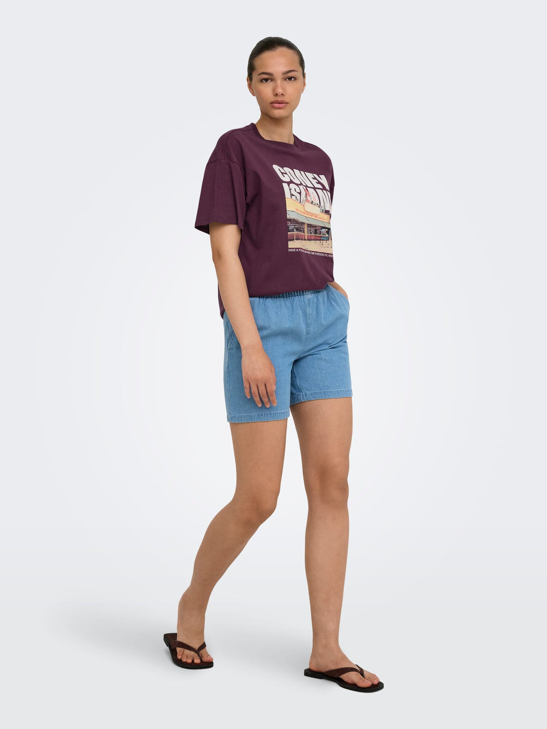 Only ONLMILA S/S PRINT BOX JRS - T-shirt dames aubergine