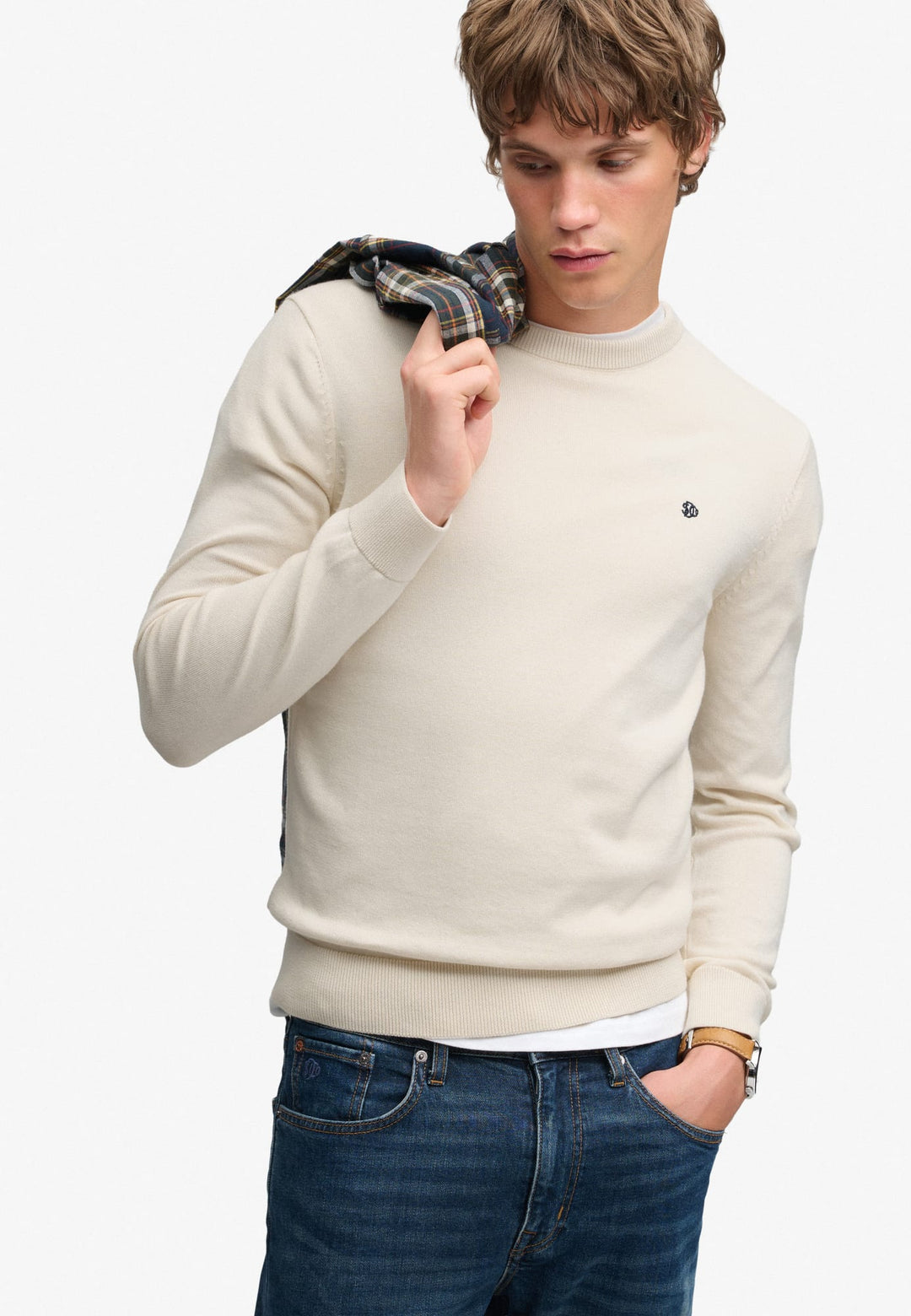 Superdry M6110769A trui heren ecru