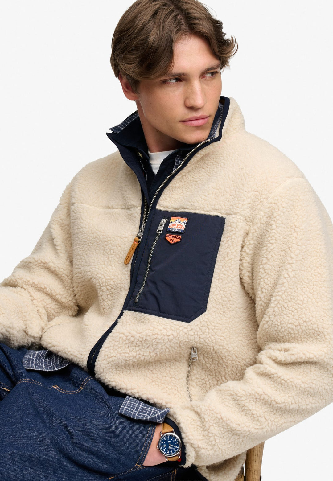 Superdry M2014623A vest sweat heren off-white