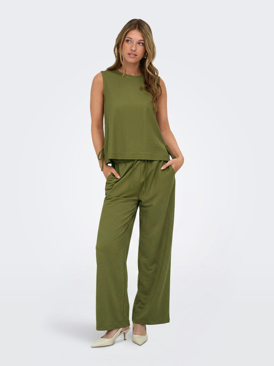 Jacqueline de Yong 15374331 Leslie lange broek groen - L32