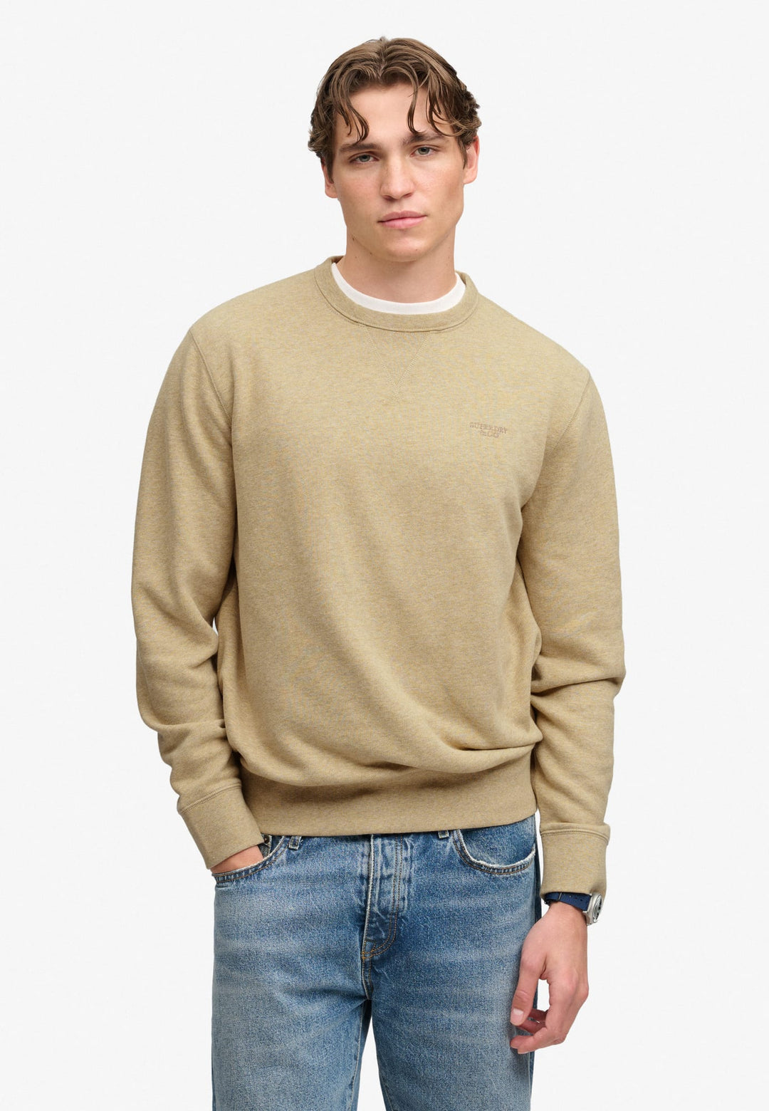 Superdry M2014701A sweater heren zand