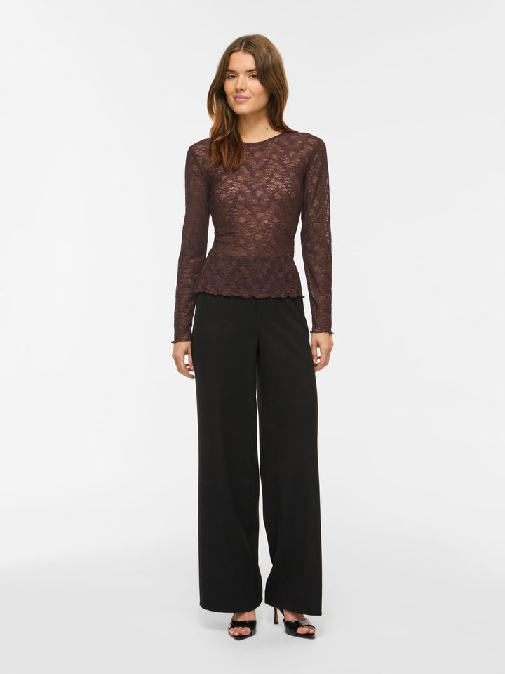 Vila Fay O-hals top bruin – dames