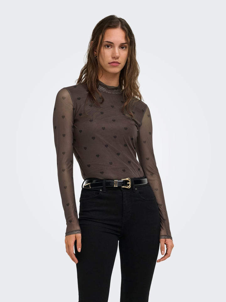 Only t-shirt l/m dames bruin – Erica