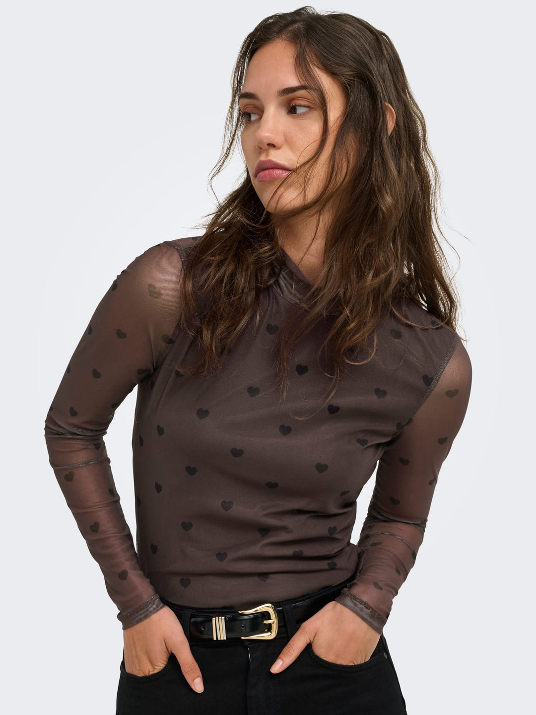 Only t-shirt l/m dames bruin – Erica
