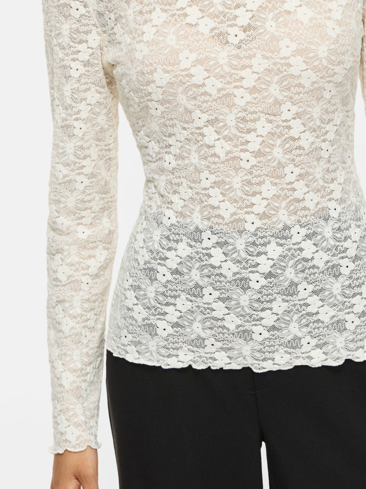 Vila VIFAY O-NECK L/S TOP ecru – dames blouse