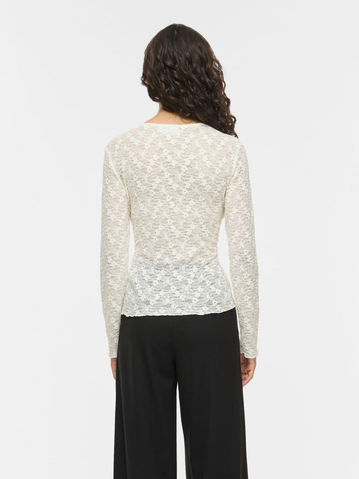 Vila VIFAY O-NECK L/S TOP ecru – dames blouse