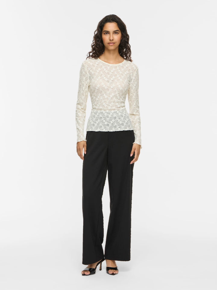 Vila VIFAY O-NECK L/S TOP ecru – dames blouse