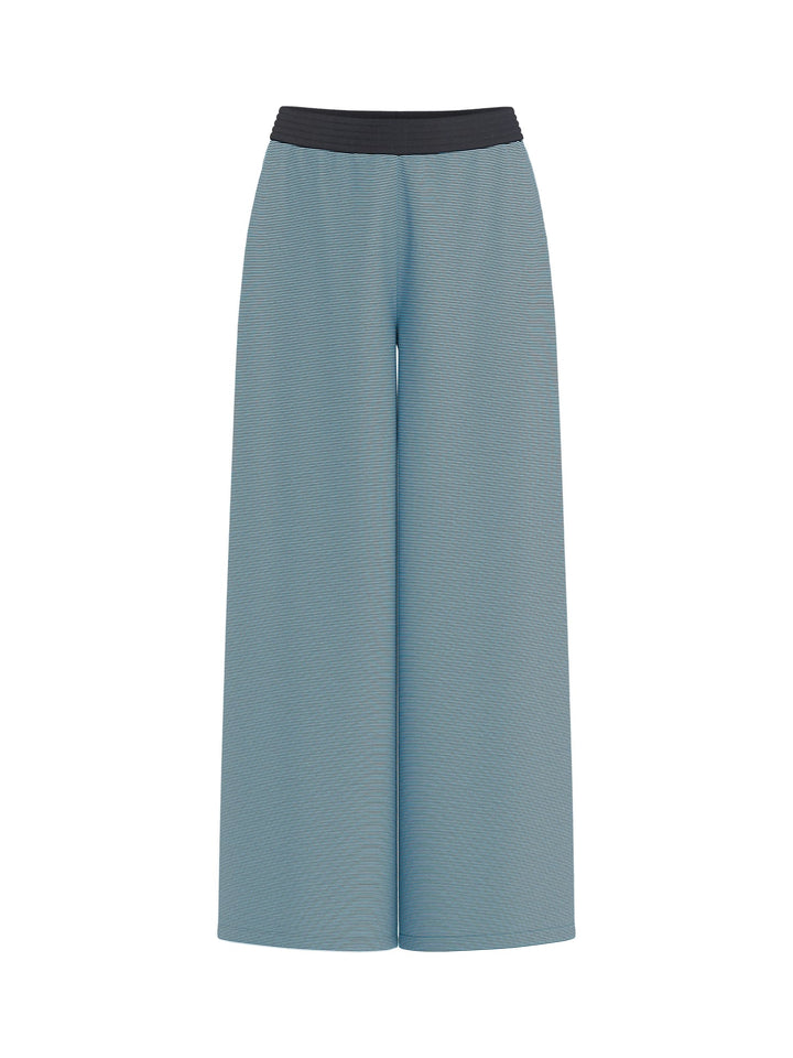 Hype drop HDPAIGE MW WIDE PANTS – dames lange broek - Blauw Dessin