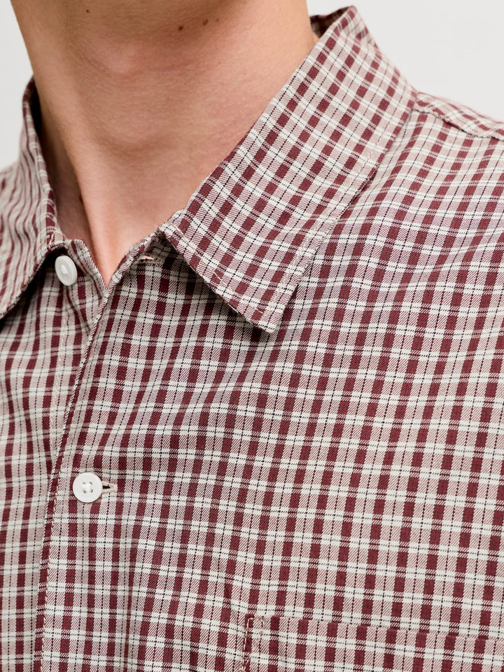 Jack &amp; Jones 12277479 Austin overhemd l/m bruin dessin – heren
