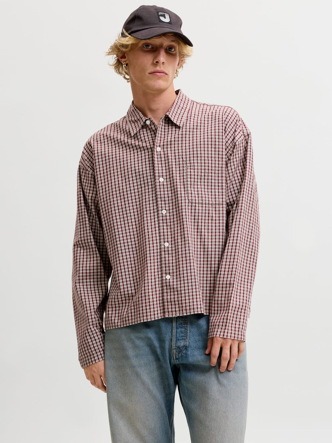 Jack &amp; Jones 12277479 Austin overhemd l/m bruin dessin – heren