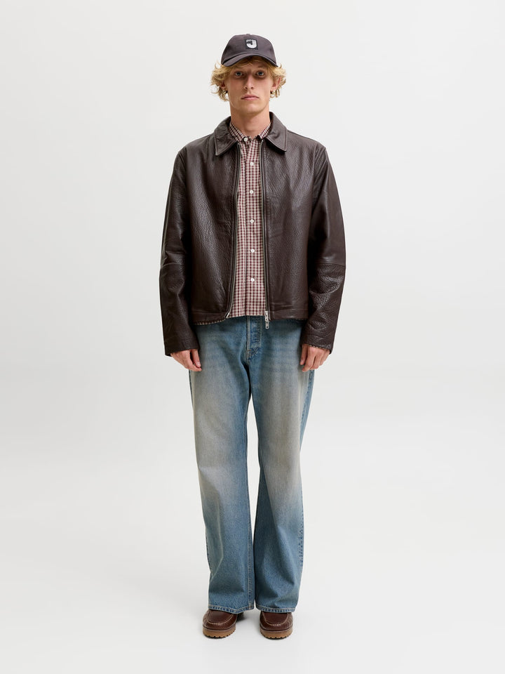Jack &amp; Jones 12277479 Austin overhemd l/m bruin dessin – heren