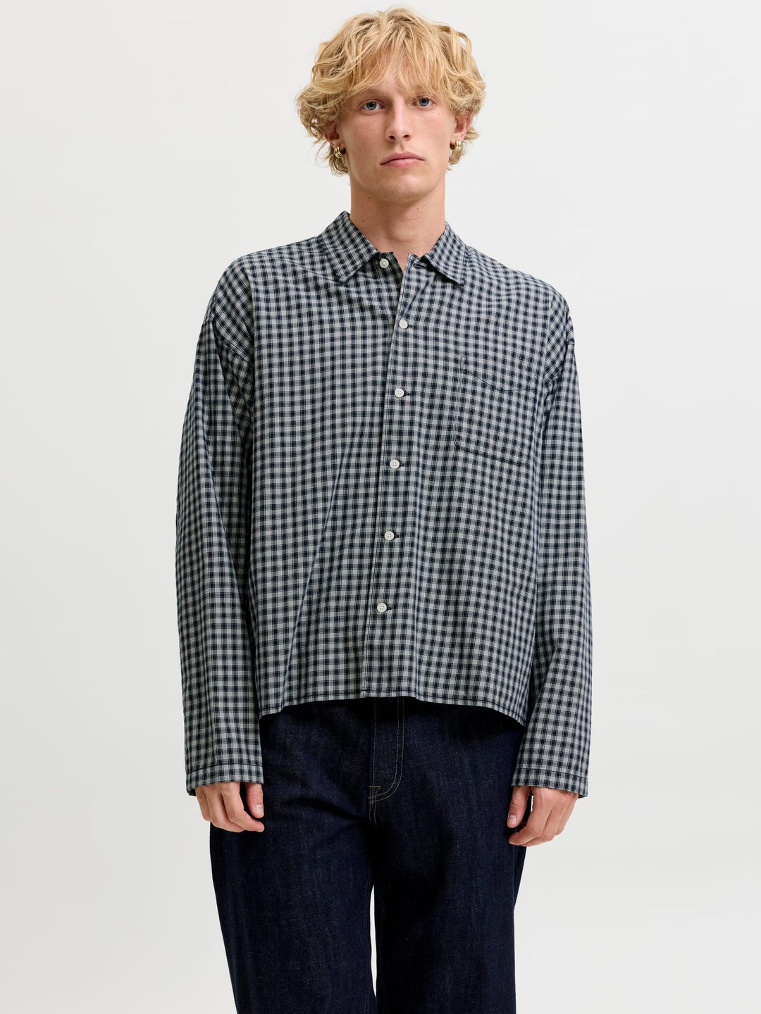 Jack &amp; Jones 12277479 Austin overhemd l/m heren blauw dessin