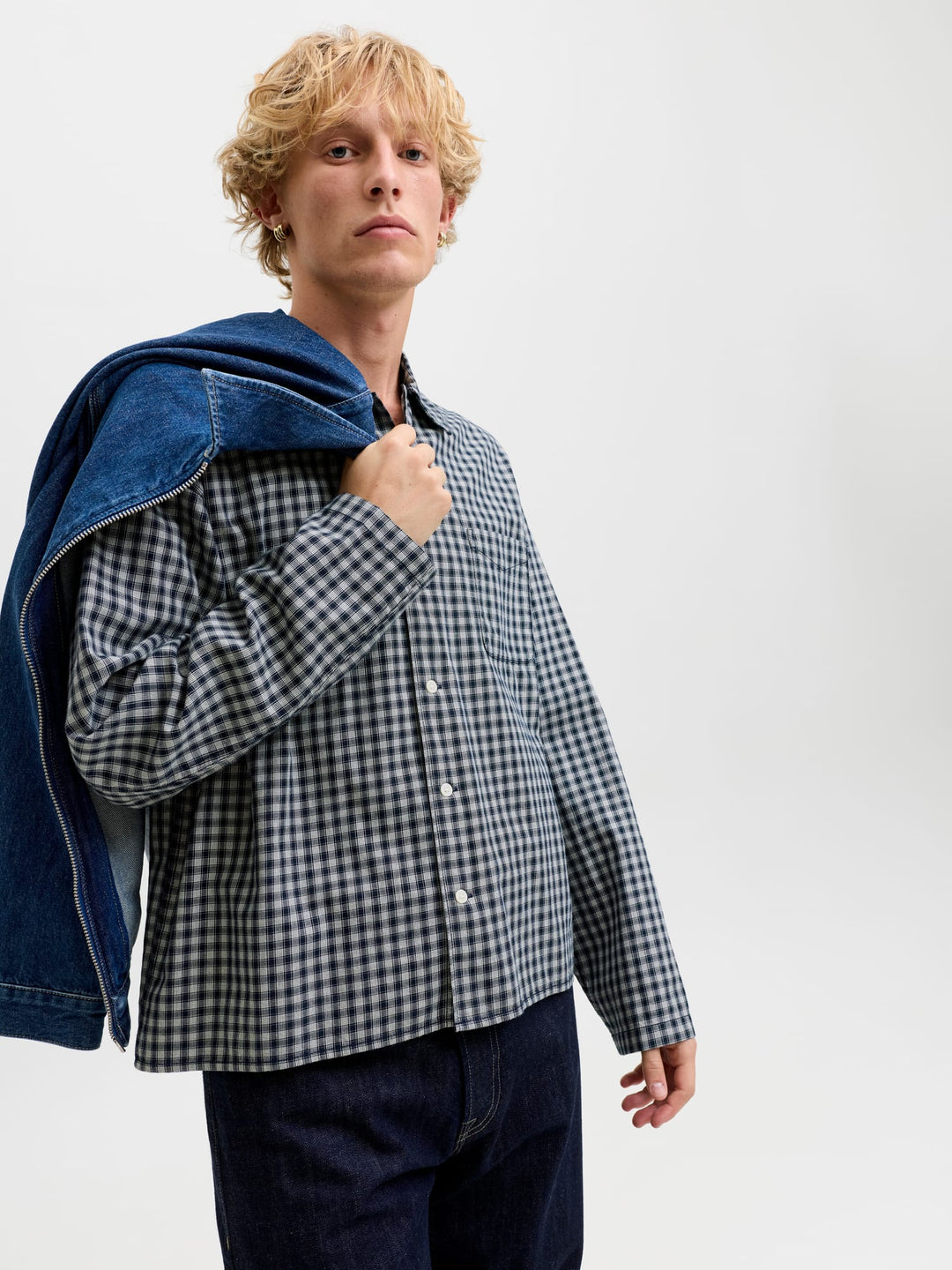 Jack &amp; Jones 12277479 Austin overhemd l/m heren blauw dessin