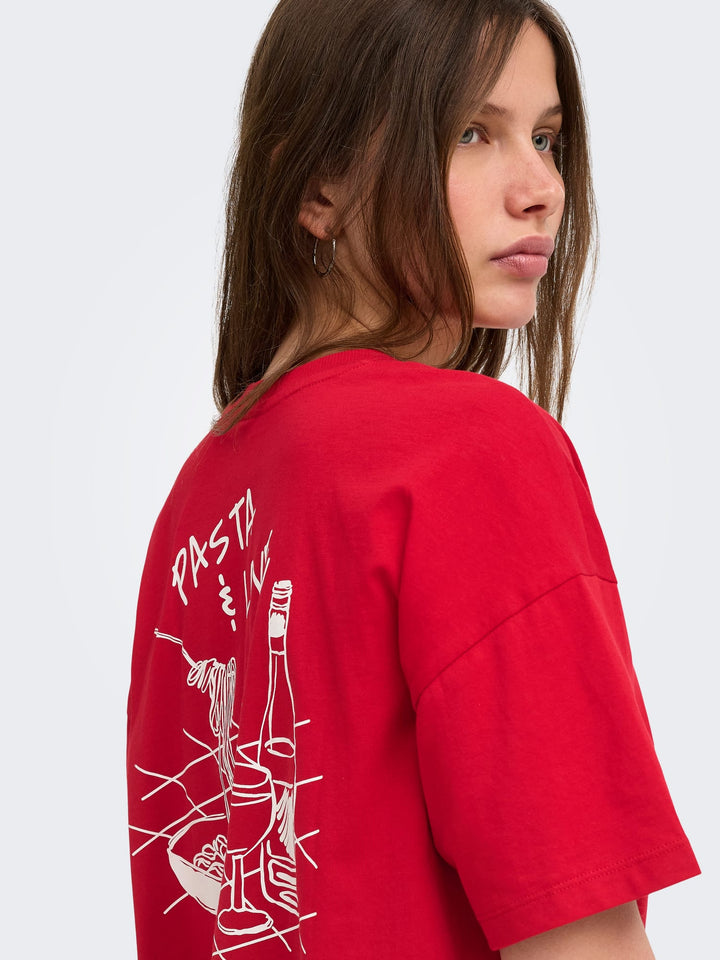 Only ONLVIVVI S/S Lovely Top steenrood – dames t-shirt