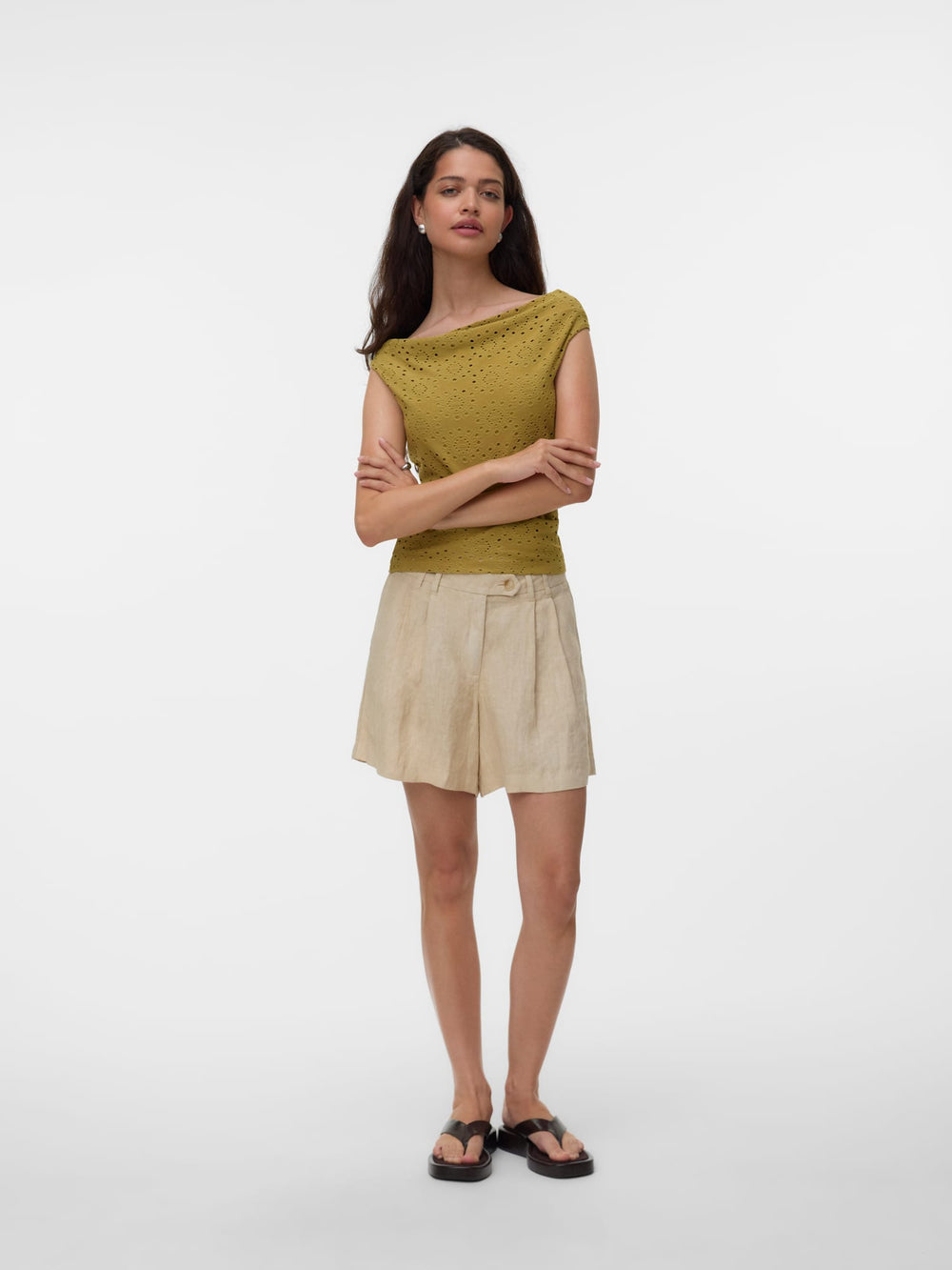 VERO MODA VMTASSA LIV SL WATERFALL TOP JRS groen