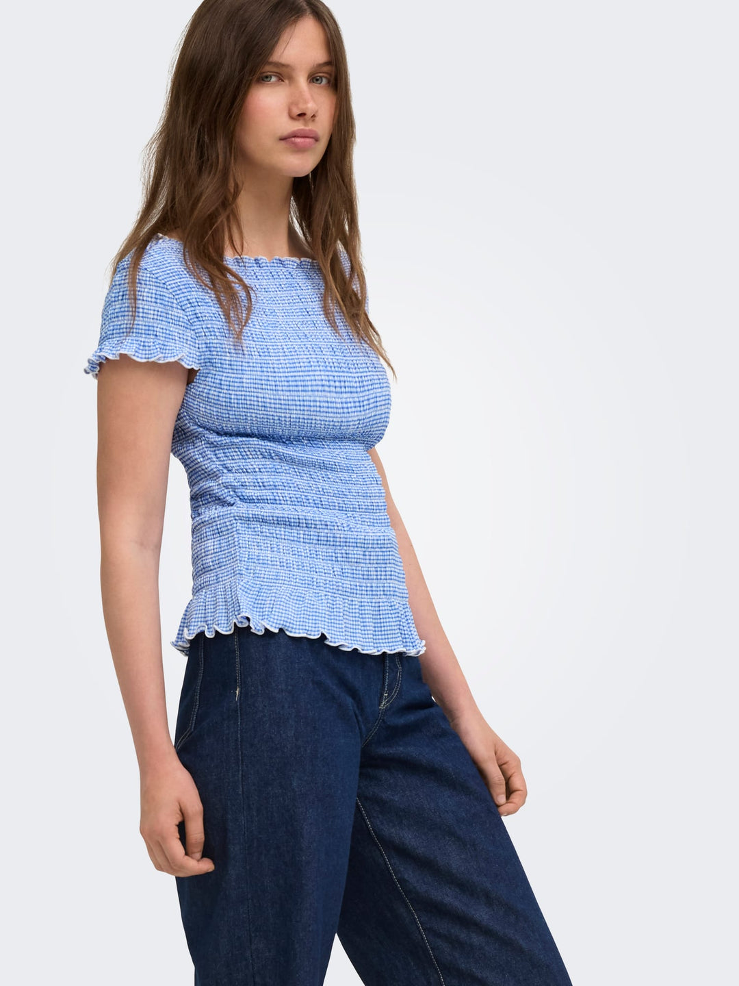 Only Celle top blauw dessin – dames