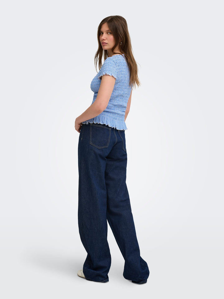 Only Celle top blauw dessin – dames