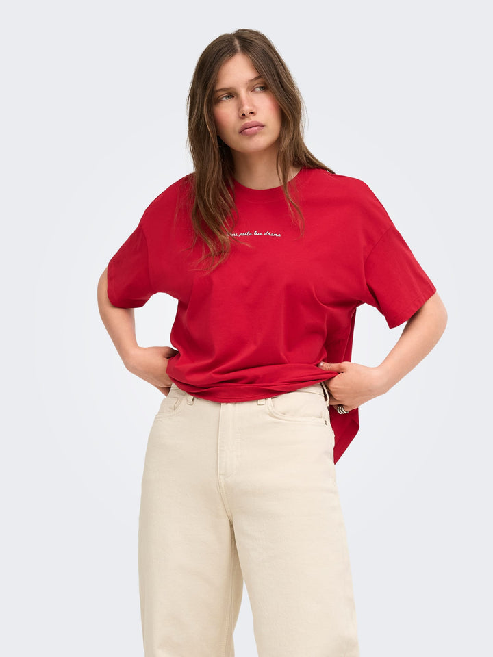 Only ONLVIVVI S/S Lovely Top steenrood – dames t-shirt