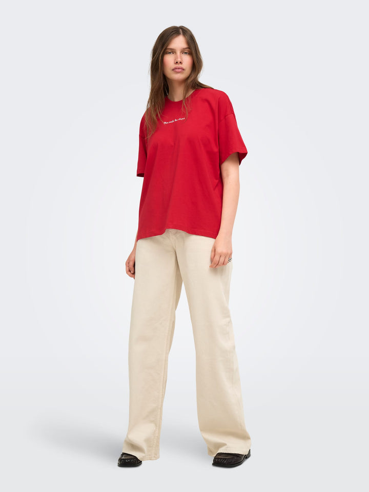Only ONLVIVVI S/S Lovely Top steenrood – dames t-shirt
