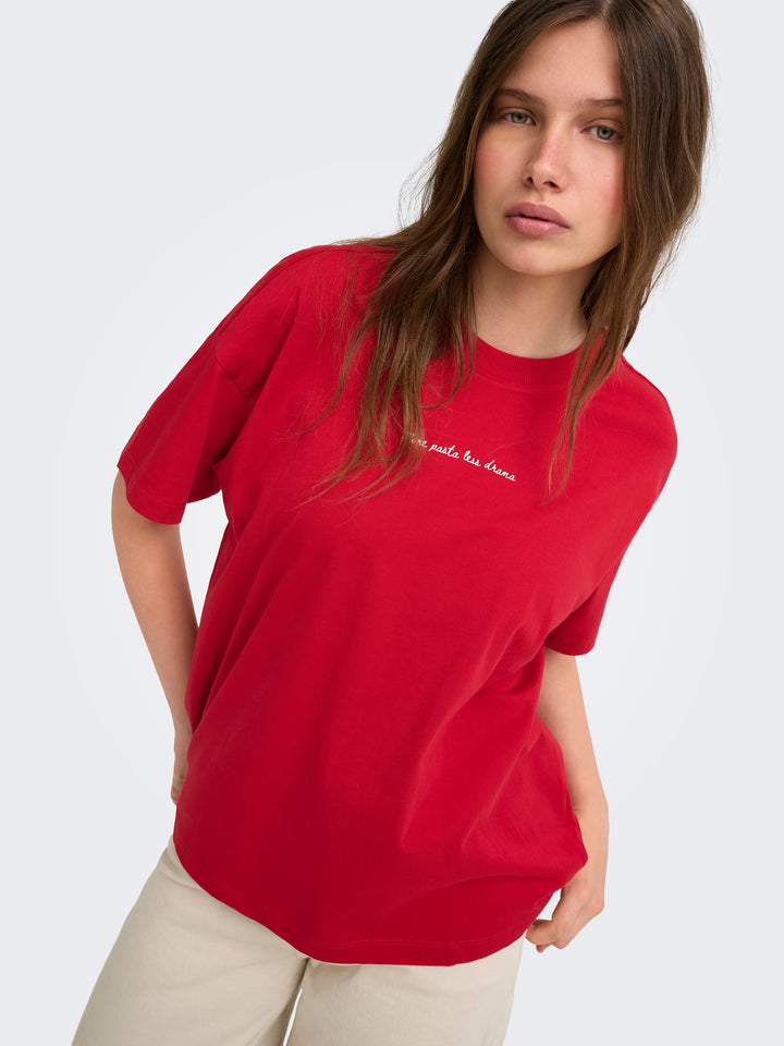 Only ONLVIVVI S/S Lovely Top steenrood – dames t-shirt