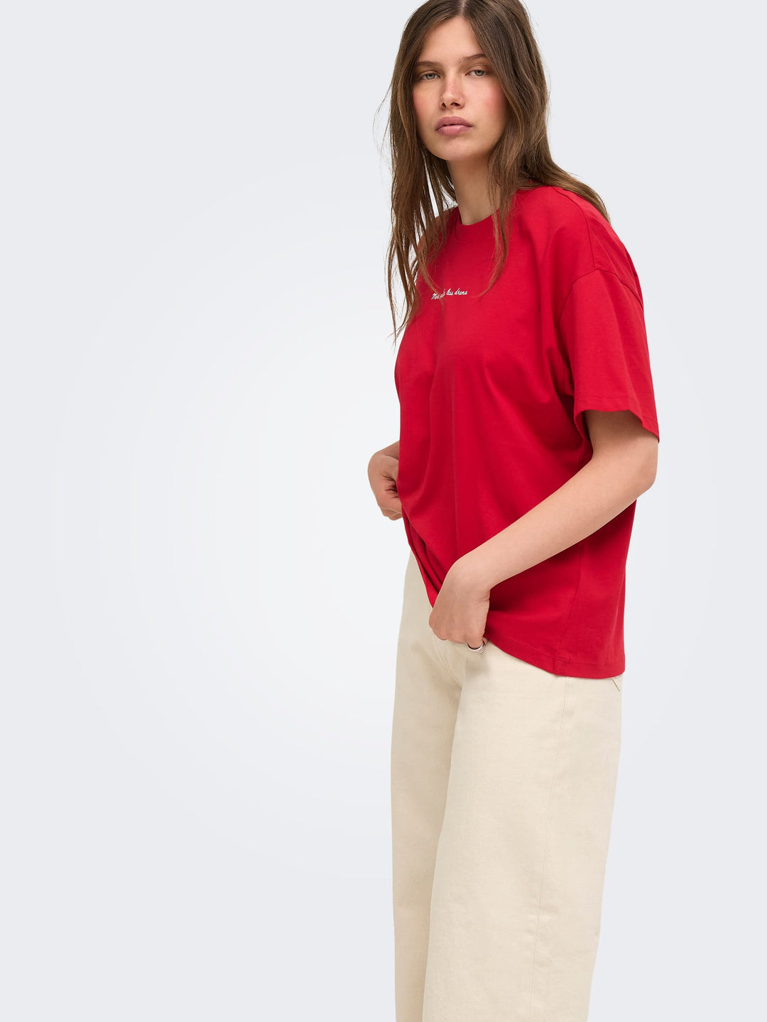 Only ONLVIVVI S/S Lovely Top steenrood – dames t-shirt
