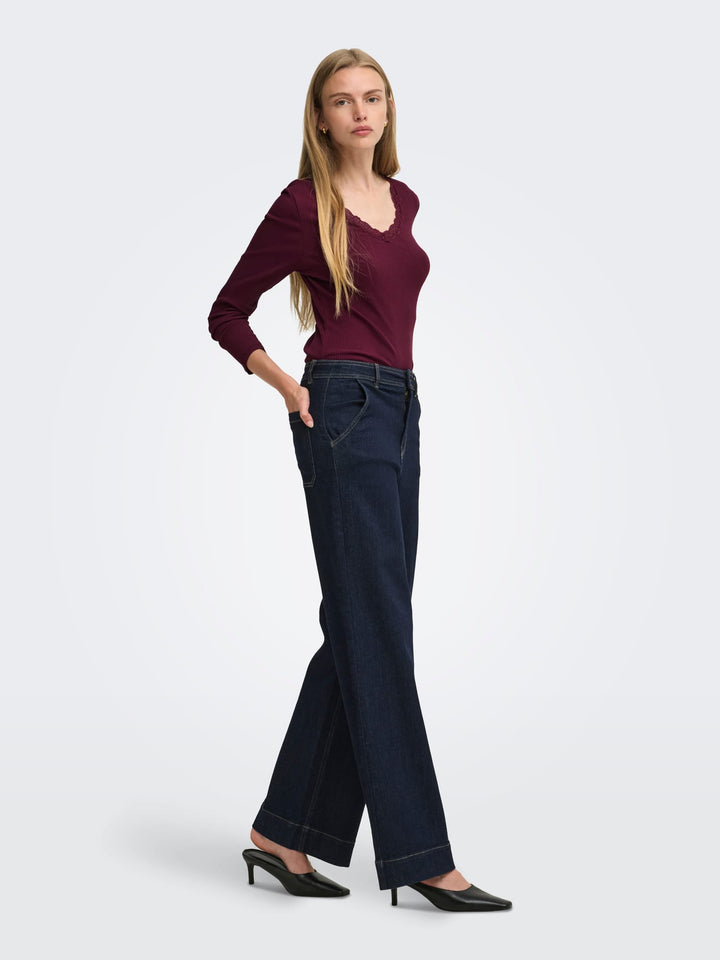 Only 15380864 Sara top l/m bordeaux