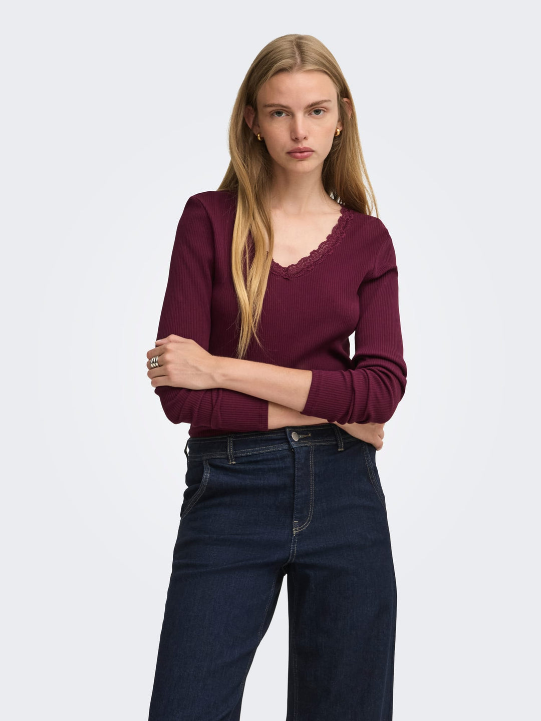 Only 15380864 Sara top l/m bordeaux