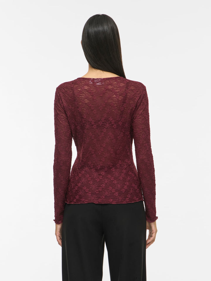 Vila VIFAY O-NECK L/S TOP - dames blouse bordeaux