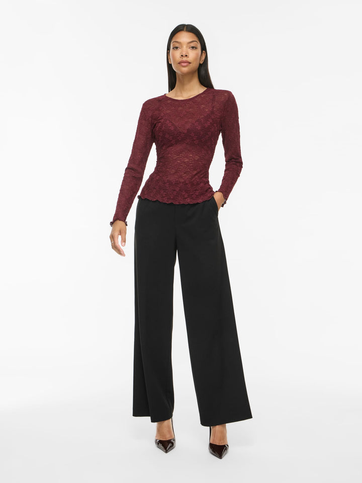 Vila VIFAY O-NECK L/S TOP - dames blouse bordeaux