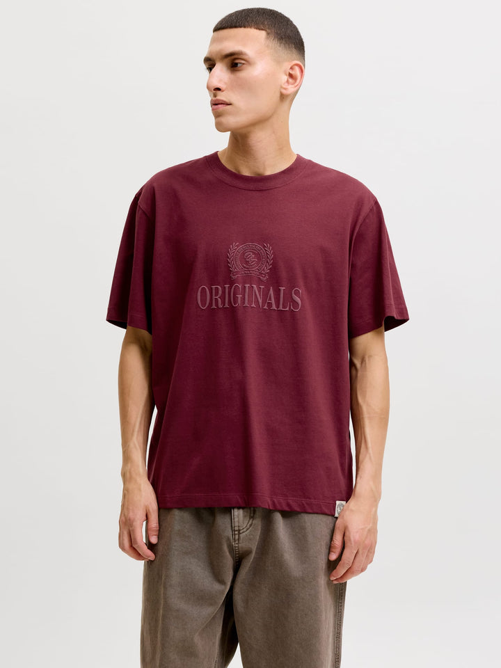 Jack & Jones t-shirt k/m heren wijnrood – 12299800 FREDERIKSBERG