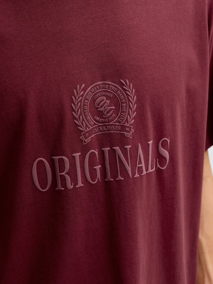 Jack & Jones t-shirt k/m heren wijnrood – 12299800 FREDERIKSBERG